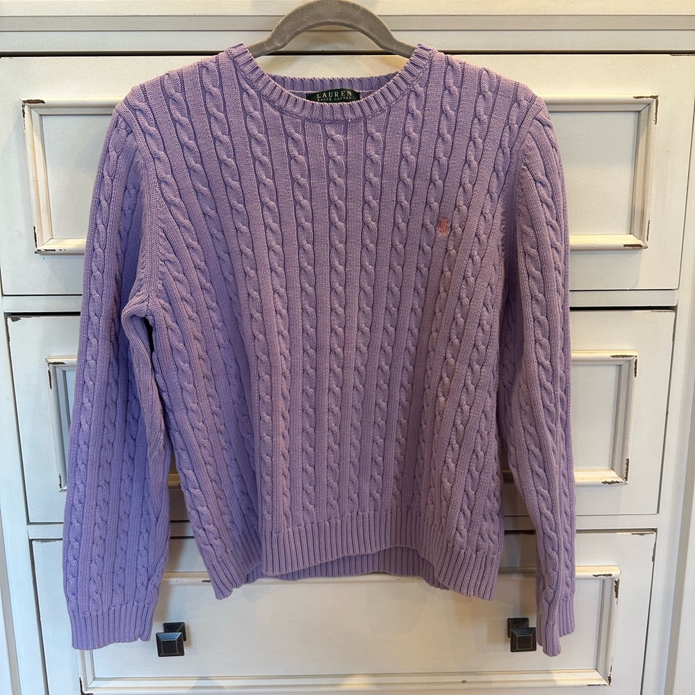 Women’s Ralph Lauren sweater in Lavender. Size XL but fits like Medium/Large.
